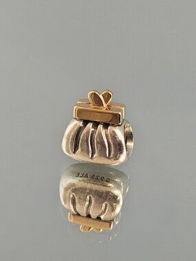Authentic Pandora Retired Purse with 14K Gold Clutch Charm – 790475 Two Tone